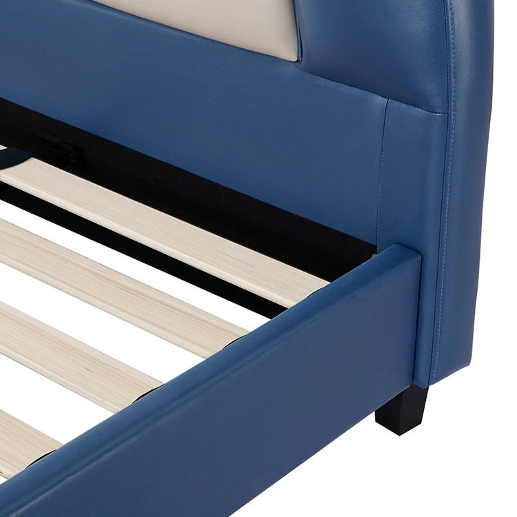 Children Bedroom Furniture Sets Multifunction Baby Style Modern Solid Wooden Blue Bed for Kids