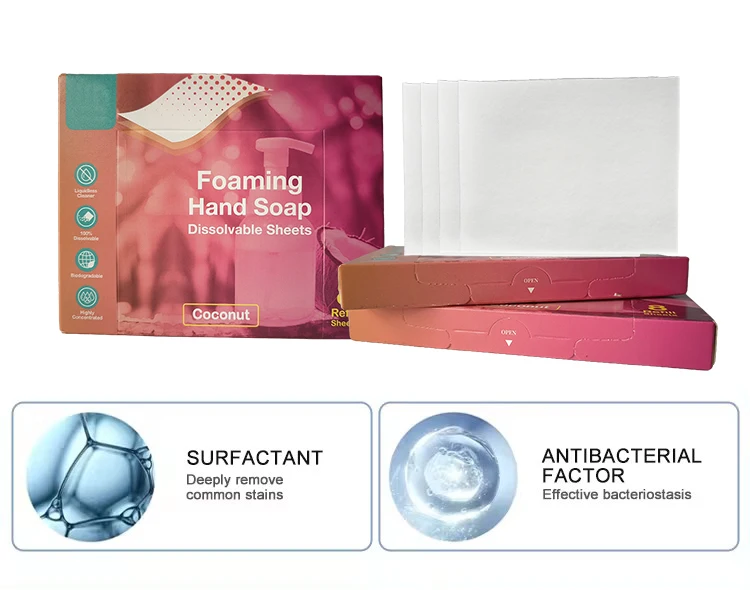 Travel Eco-Friendly Outdoor Cleaning Hand Sheet  Hand Soap Paper Easy Dissolved Hand Washing sheets