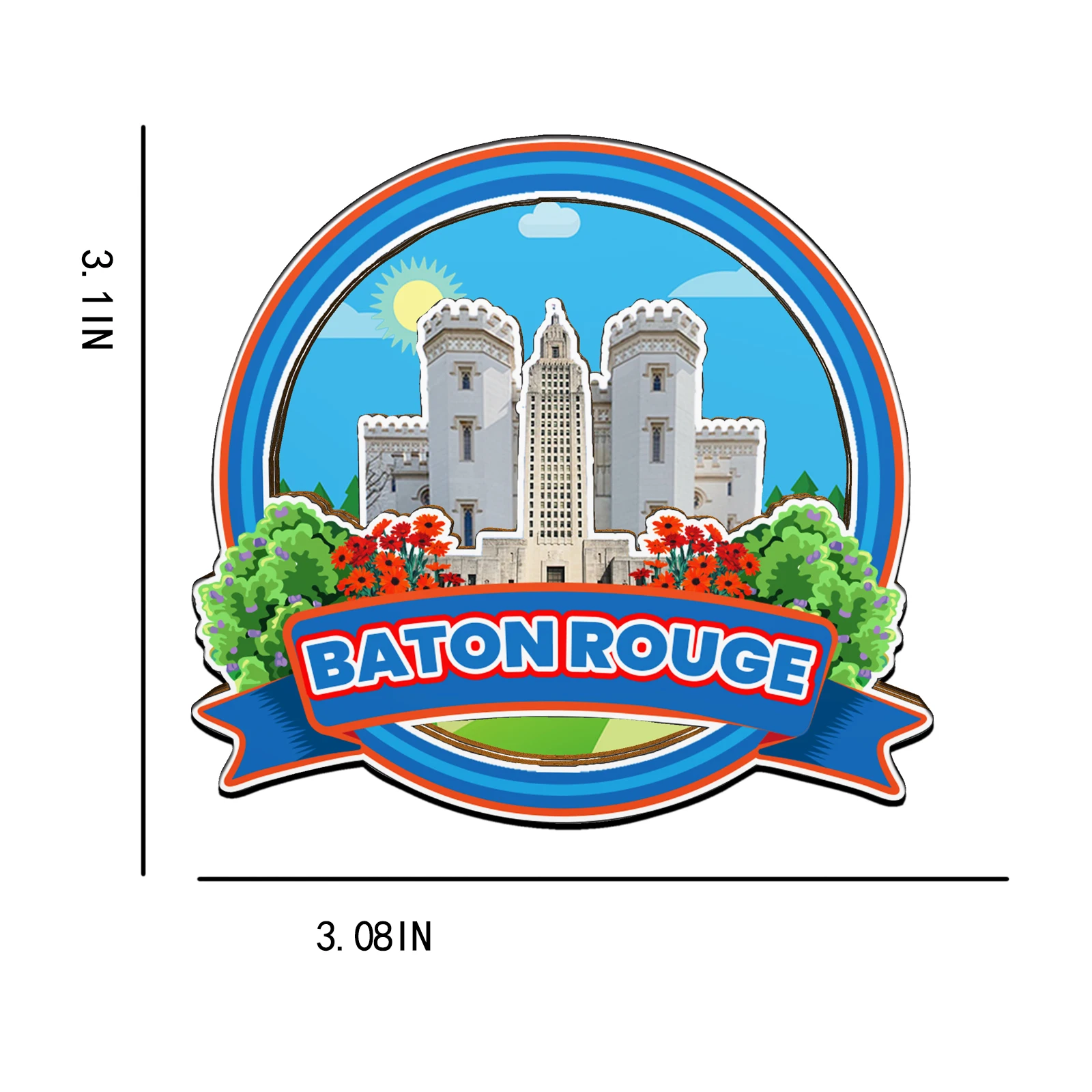 Refrigerator Magnet Baton Rouge Louisiana USA Fridge Magnet City Travel Souvenirs Gifts 3D Classic Home Crafts