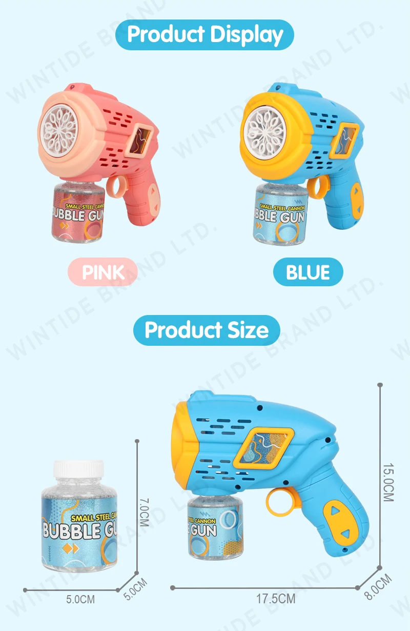 Kids Toys Gift LED Light and Music Toy Blue Automatic 10 Hole Soap Blower Bubbles Blowing Maker Party Childrens Pink Bubble Gun