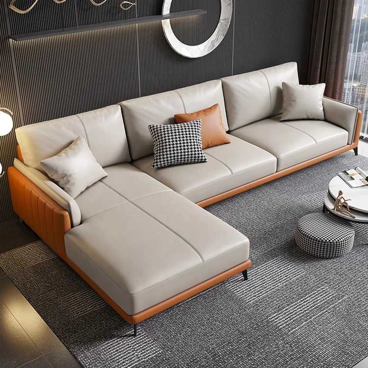 
Custom Hot Design White Color Living Room Modern Contemporary Furniture Sectional Leather Sofa With CE Certificate 