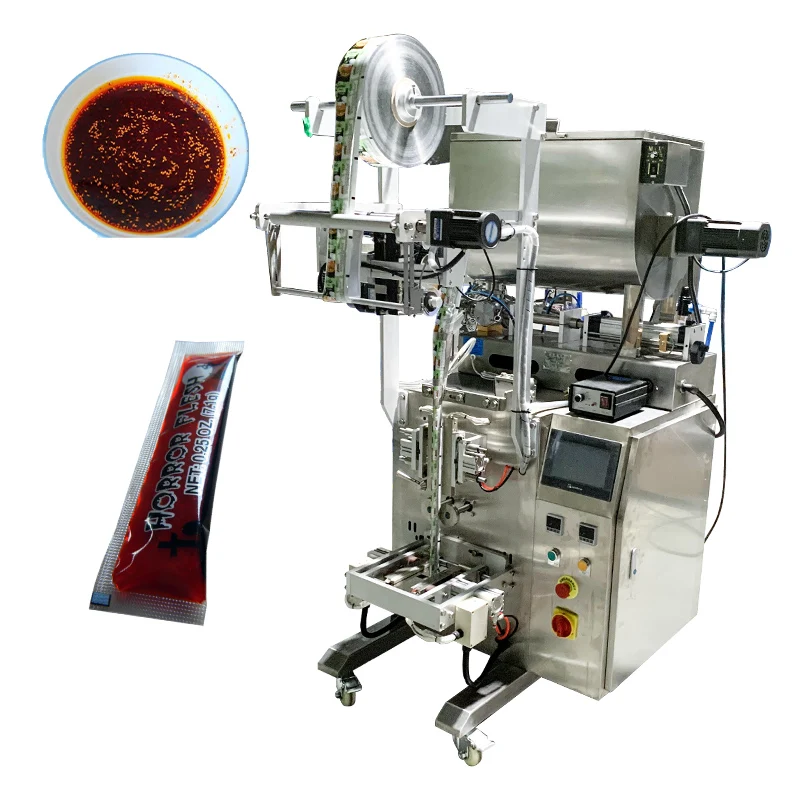 Full automatic packaging liquid soy sauce weight chili sauce pouch filling packing machine
