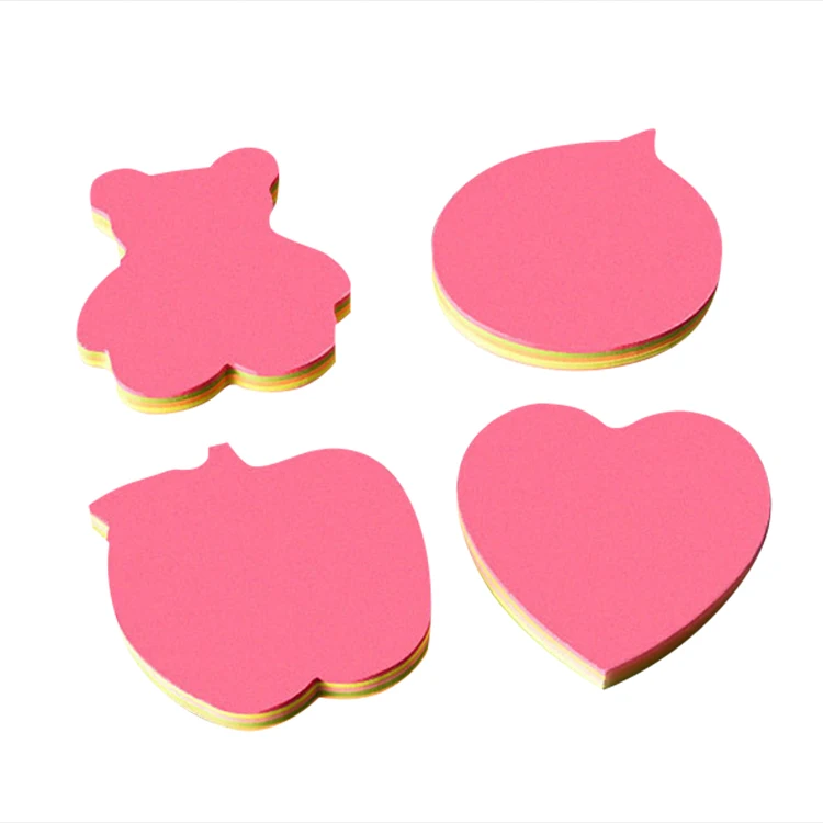 Self-adhesive Eco-friendly Cartoon Pink Yellow Color Custom Sticky Notes Cute Memo Pad