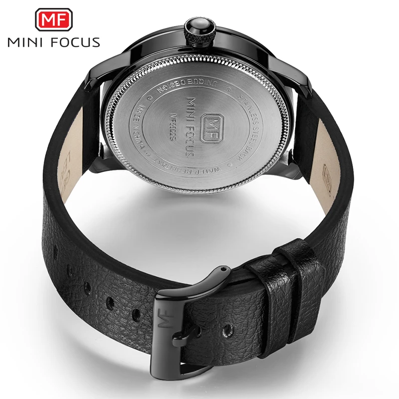 
MINI FOCUS Fashion Quartz Watch Men Genuine Leather Strap Calendar Dial Mens Watches Top Brand Luxury Gift for Man MF0022G Gift 