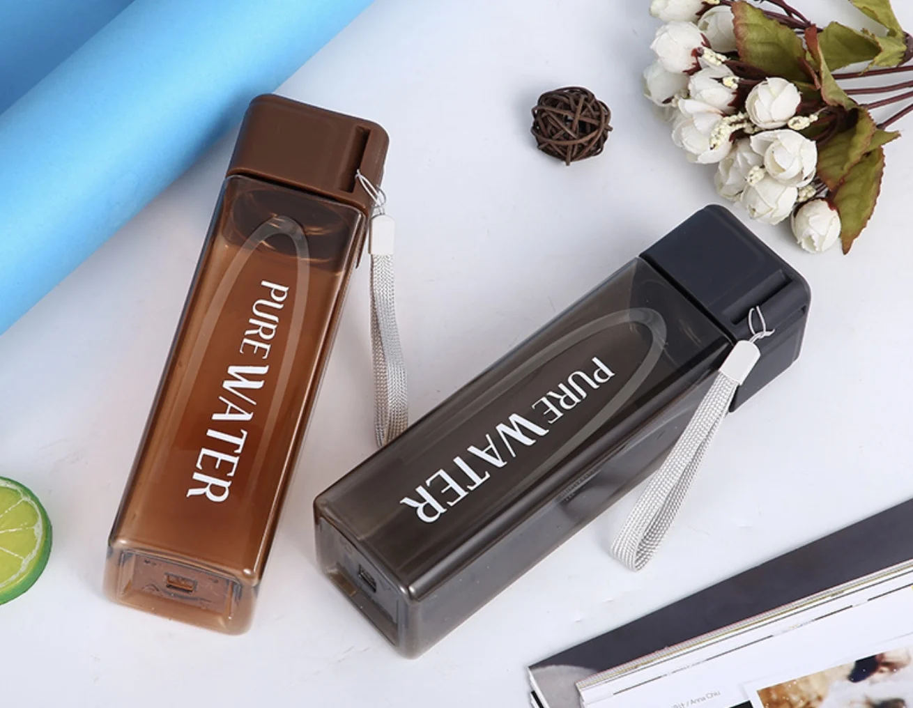 Good Quality Water Bottle Plastic Clear Custom Logo Square Leak-proof Outdoor Sports CLASSIC Water Bottle
