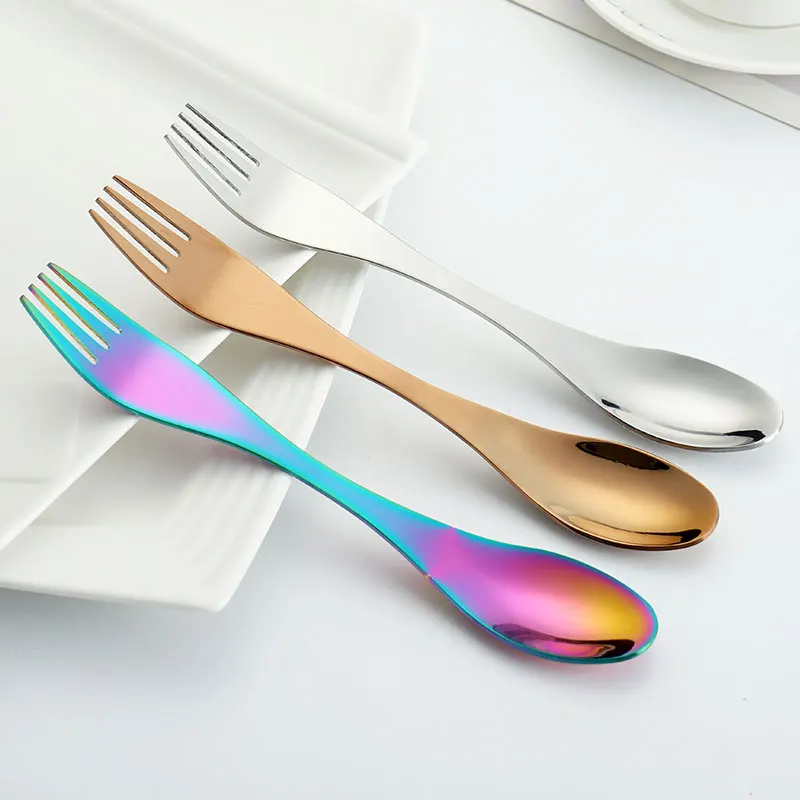 Food Grade Multi Function Camping Reusable Spork Metal Dinner Spoon Spoons Stainless Steel 430 / 304 All-season Not Support Free