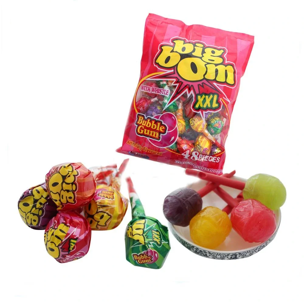 Hot Selling Big Bom Gum Ball Lollipop Strawberry Flavor Double Chocolate Lollipop Sandwich