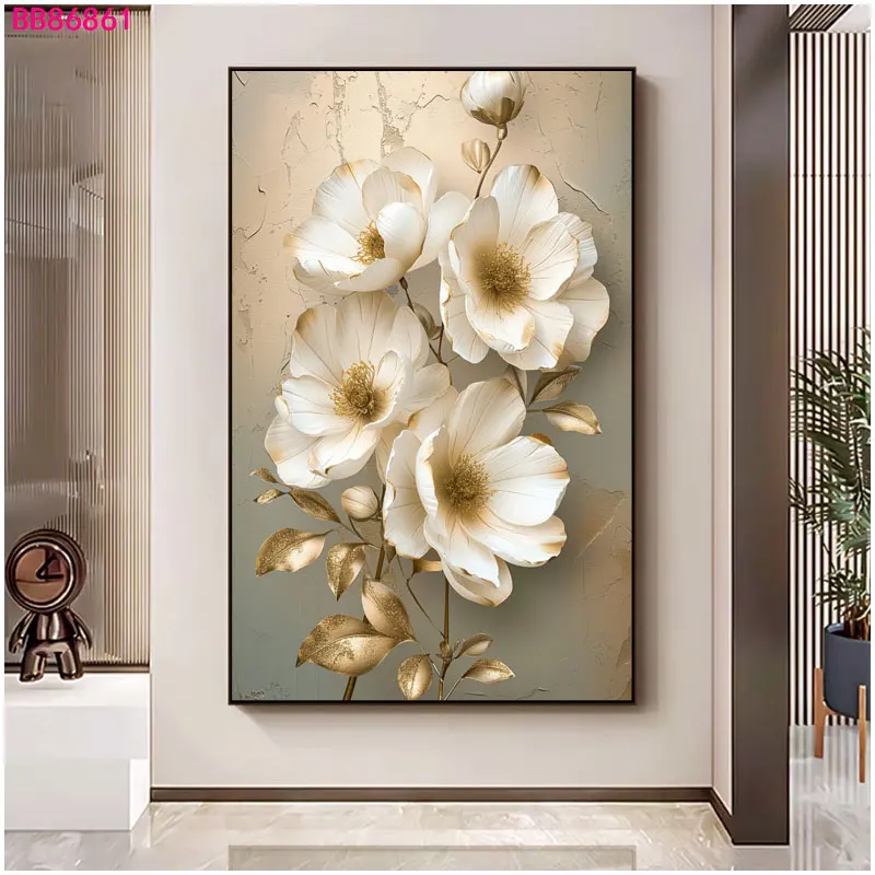 3D Texture Flower Canvas print Artwork Abstract Wall Art Paintings For Home Office Hotel Decor