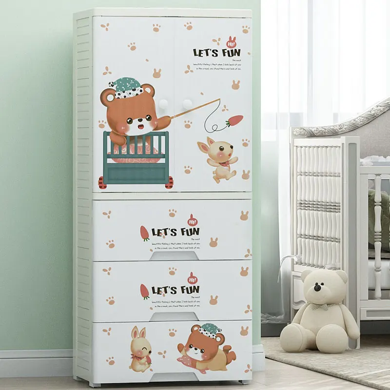 
Double opened door big drawer plastic cupboard organizer clothing cupboard 