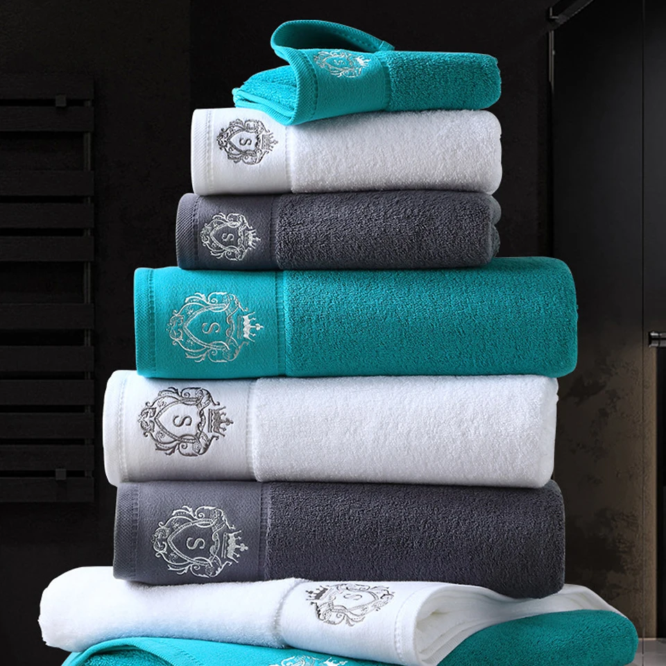 China factory Microfiber embroidery customized logo size brand high quality hotel  For Spa Terry Luxury Bath Towel Hotel Towels