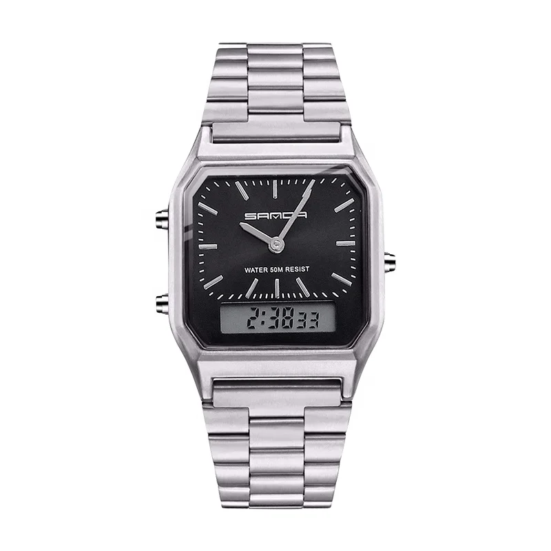Hot Sale SANDA 747 Fashion Quartz Digital Watch Rectangle Personalized Sports Digital Watches Clock