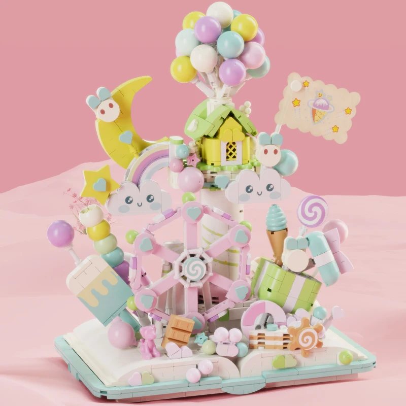 MJ13065 Creative Ferris Wheel Candy House Building Set Dessert Dream Castle Series Building Blocks for Children Christmas Gifts