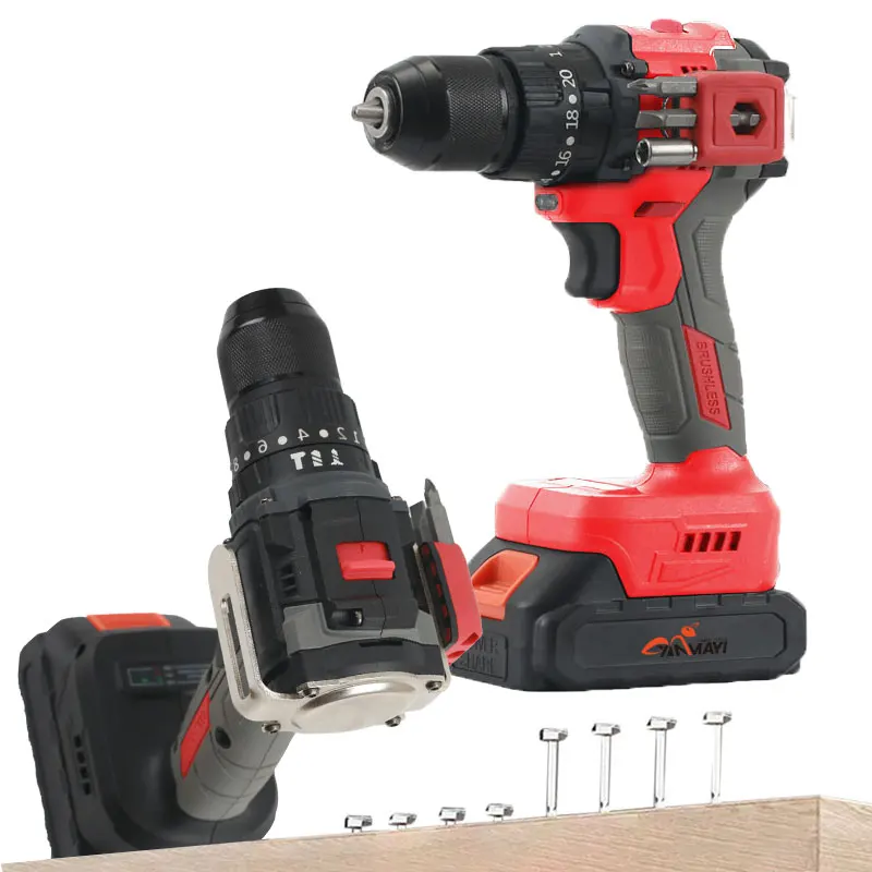 Factory Sale 21V Brushless Power Drill Cordless Hammer Drill Machine Electric 13mm Chuck Impact Cordless Drill