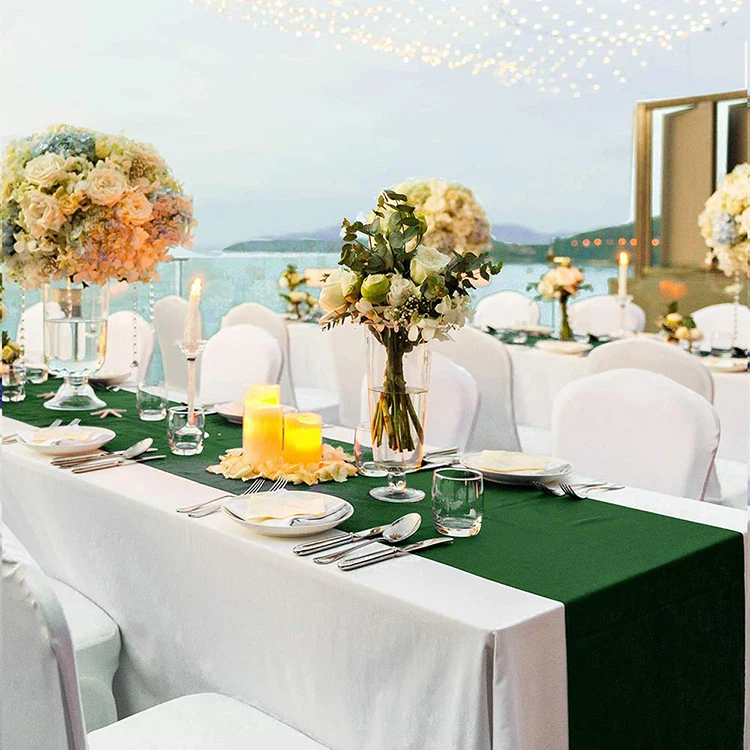 12x108 inch Wholesale satin Christmas Luxury shiny navy blue party banquet wedding Table Runner