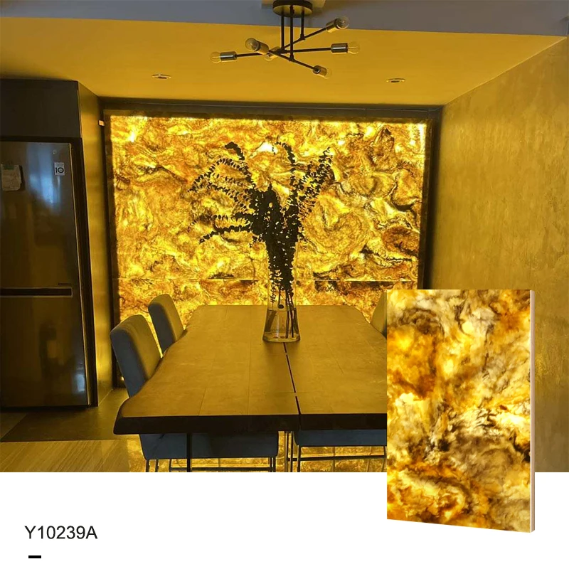 Translucent artificial onyx marble sheet luxury backlit stone slab for countertop