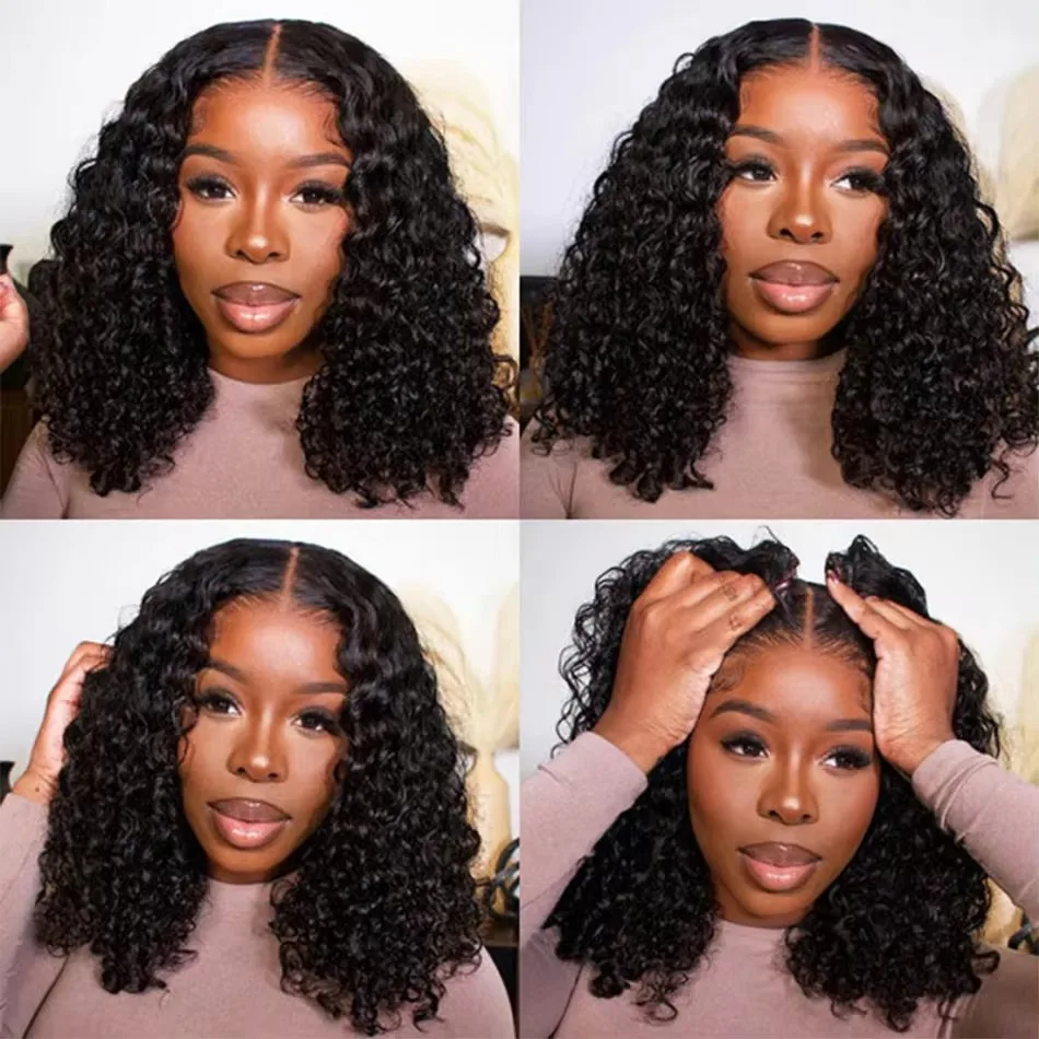 Cheap Hot Sales Short Bob Pixie Cut HD 13X4 13X6 Lace Frontal Closure Wigs Deep Curly Peruvian Virgin Human Hair Black Women Wig