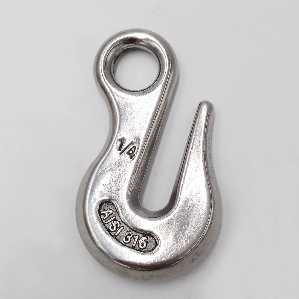 Stainless Steel Hook Heavy Type Cargo Slip Hook SS304 SS316 Eye Chain Grab Hook