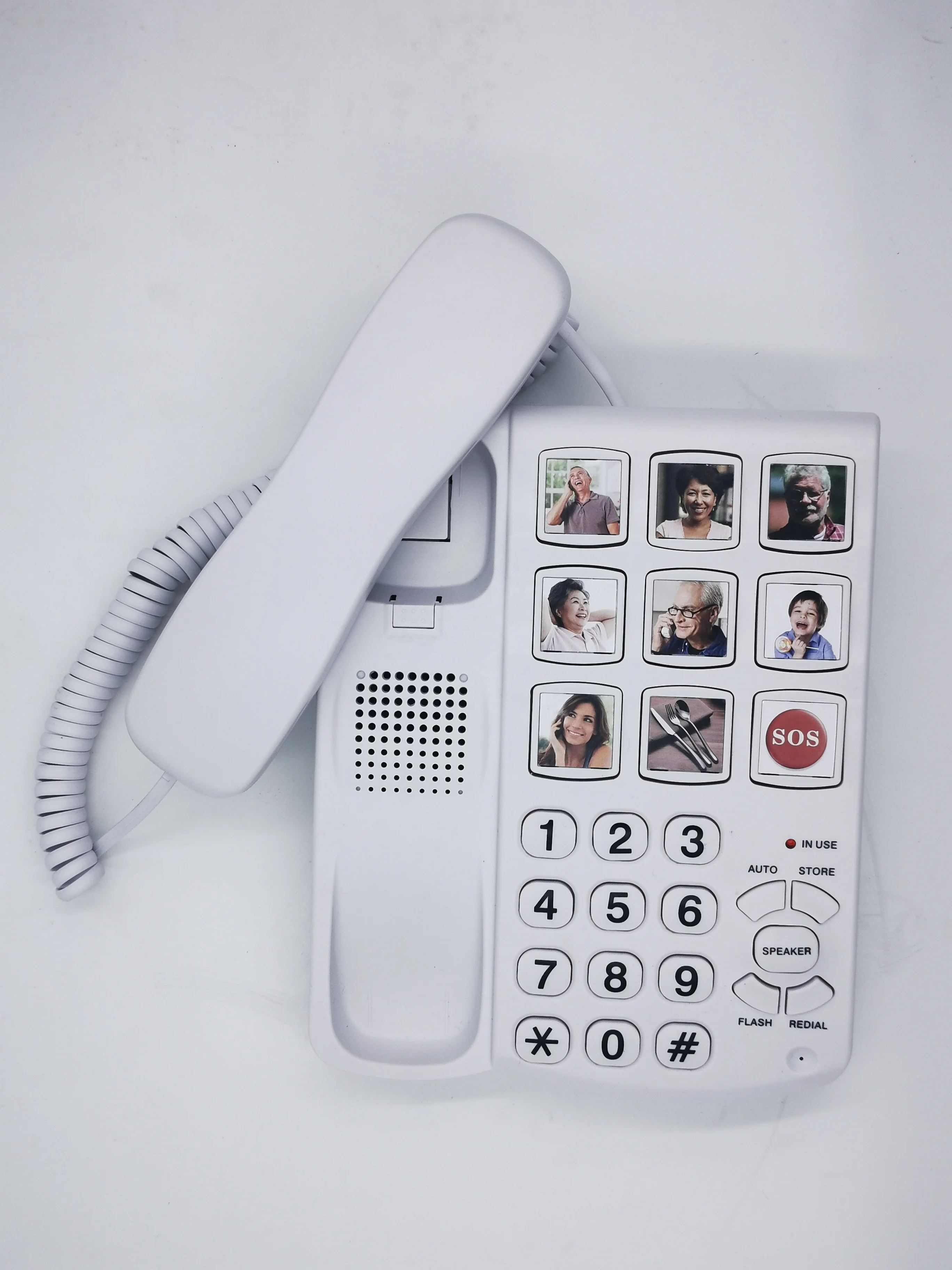 Big Button White Corded Hands Free Home Phone Telephone Large Number Fixed Landline Desktop Phone For Elder Old Man Woman