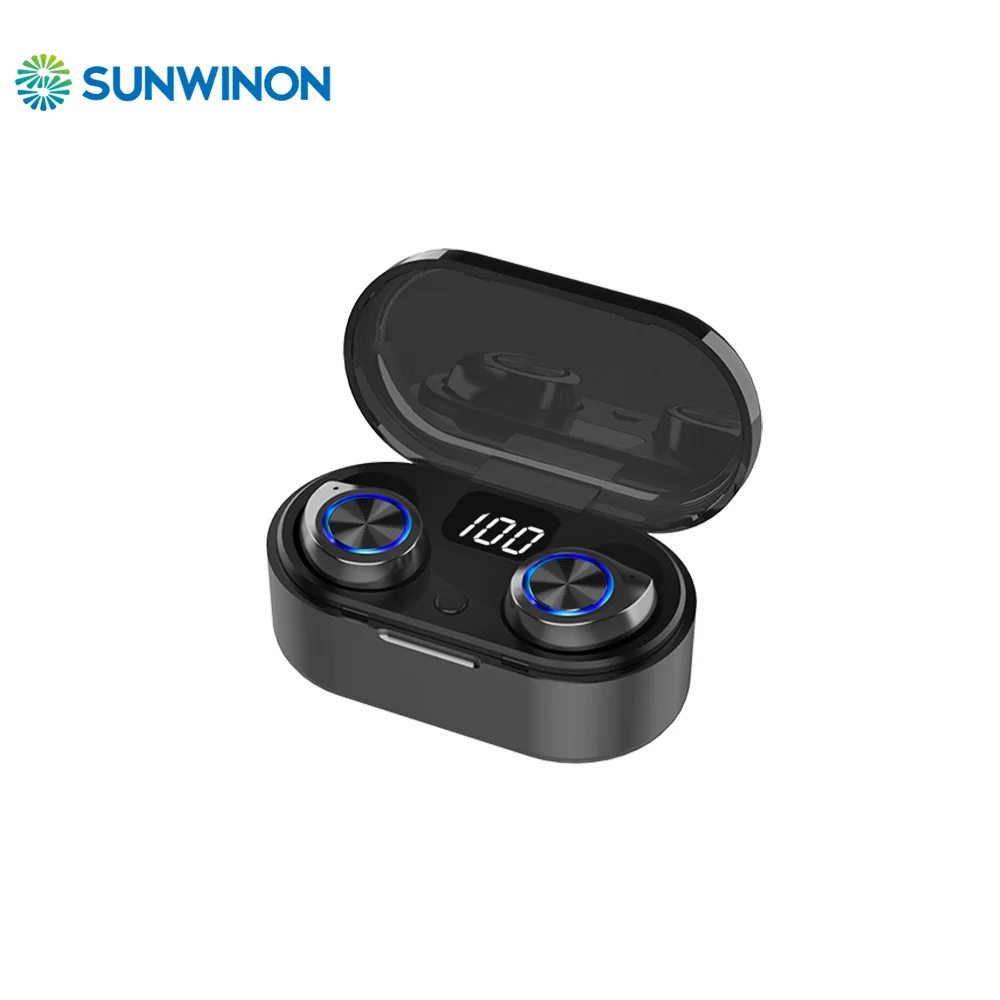 Sunwinon Amazon Hot Sale Fast Paring TWS Wireless Earphones Stereo Headphones Active Noise Cancelling Sport Wireless Earbuds