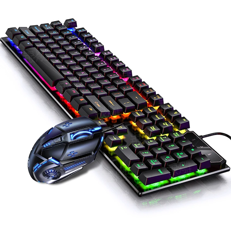 Professional Computer Accessories USB Wired Mechanical Gaming Keyboard And Mouse Combo RGB Lighting Backlit Gamer Keyboard