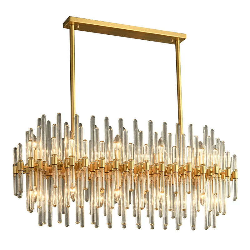 Modern Nordic Simple Style Chandelier Pendant Lamp Oval Shape Art Design Crystal Glass Hanging Lights Fittings