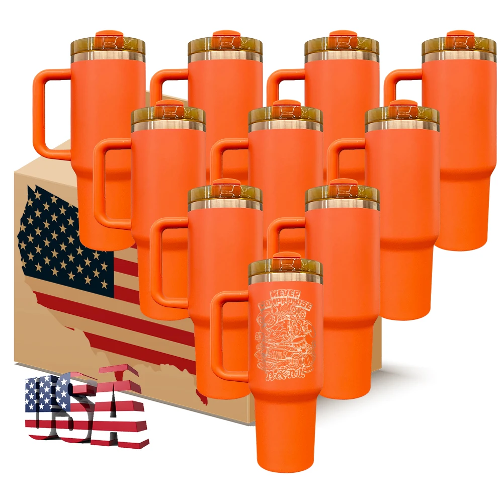 Custom logo DIY 40oz copper plated double wall drinking glasses mug 40 oz outdoor travel coffee water bottle adventure tumbler