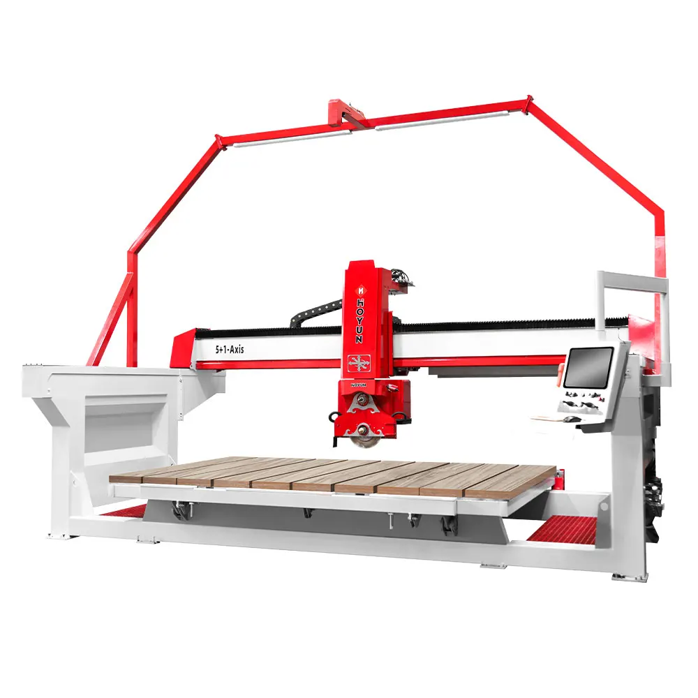Hongyi 5+1 stone machinery cnc bridge saw