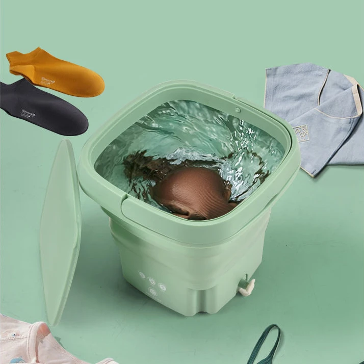 Wholesale small folding washing machine portable bucket type semi-automatic household mini washing machine, easy to carry in dor