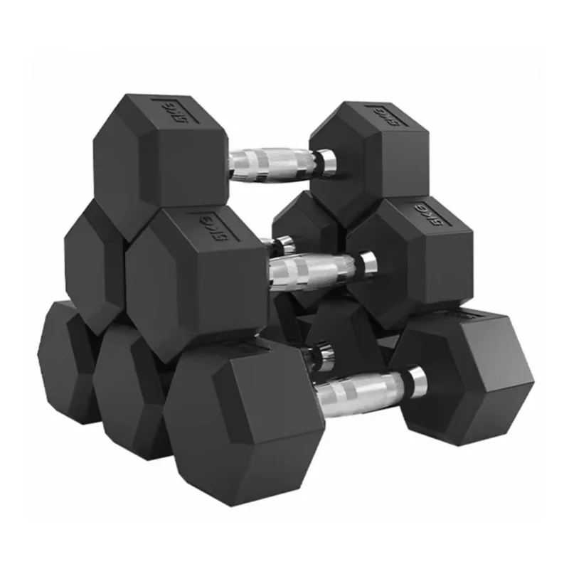 Wholesale customization of high-quality gyms, commercial rubber layer cast iron inner hexagonal dumbbells