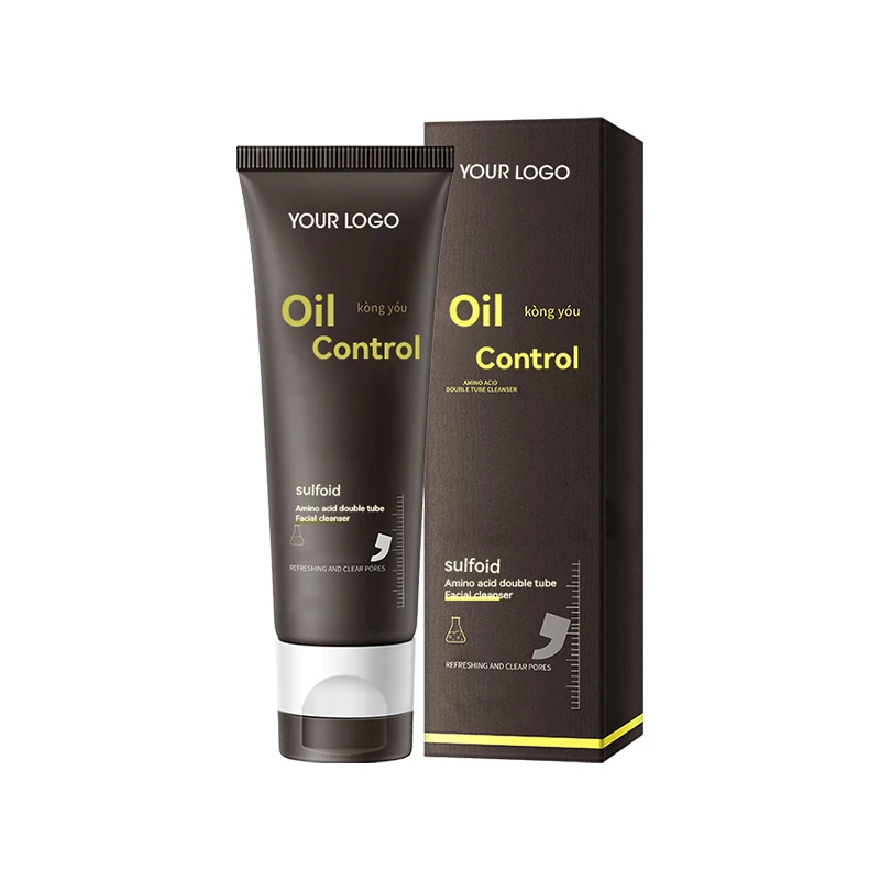 MULAN OEM ODM Face Cleanser Double Tube Design Skincare Facial Cleansing Oil Control Deep Cleansing Foam Amino Acids Face Wash