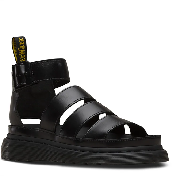 2022 Latest Design Summer Flat Open Toe Wedges Shoes Breathable Platform Genuine Leather Sandals for Women