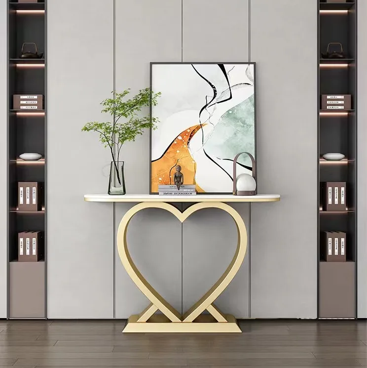 European Nordic Entry Console Table Furniture Silver Golden Living Room Narrow Modern Acrylic MDF Marble Hallway Console Table