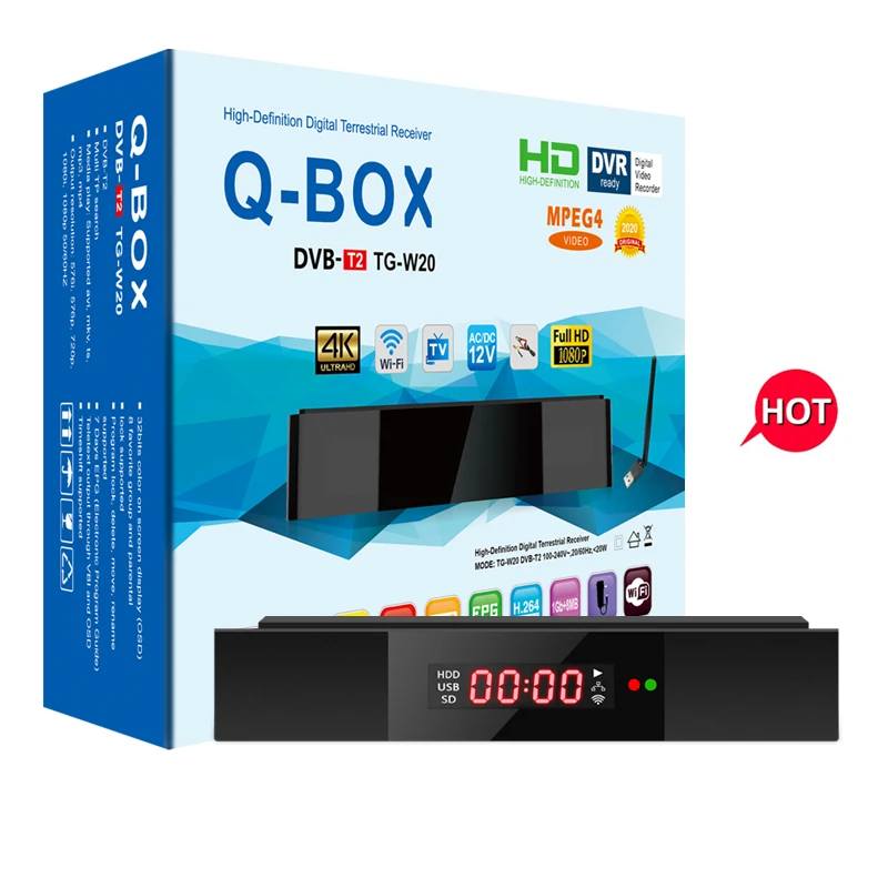 Q-BOX TG-W20 New tft usb fm decoder module dvb t2 firmware upgrade fly  fs-i6s transmitter and receiver Set Top Box Satellite