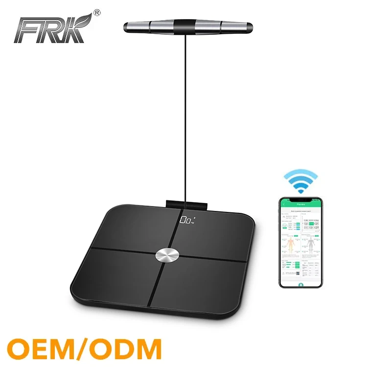 FRK New Designs ITO 180kg 6mm Glass And Platform Analyzer 8 Electrode Smart Body Fat Scale