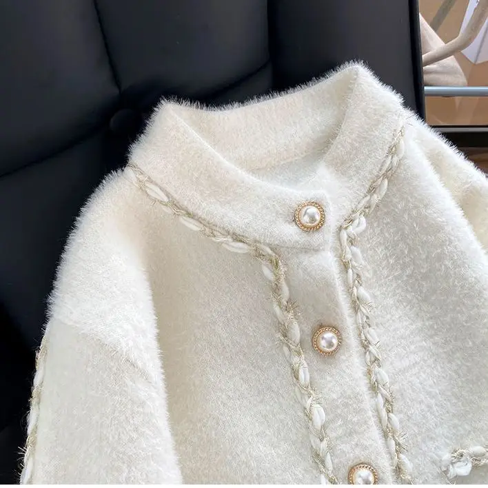 2023 Autumn Winter Elegant Thick Ensemble Femme 2 Pieces Vintage Sweet Suits Knitted Two Piece Sets Womens Outifits