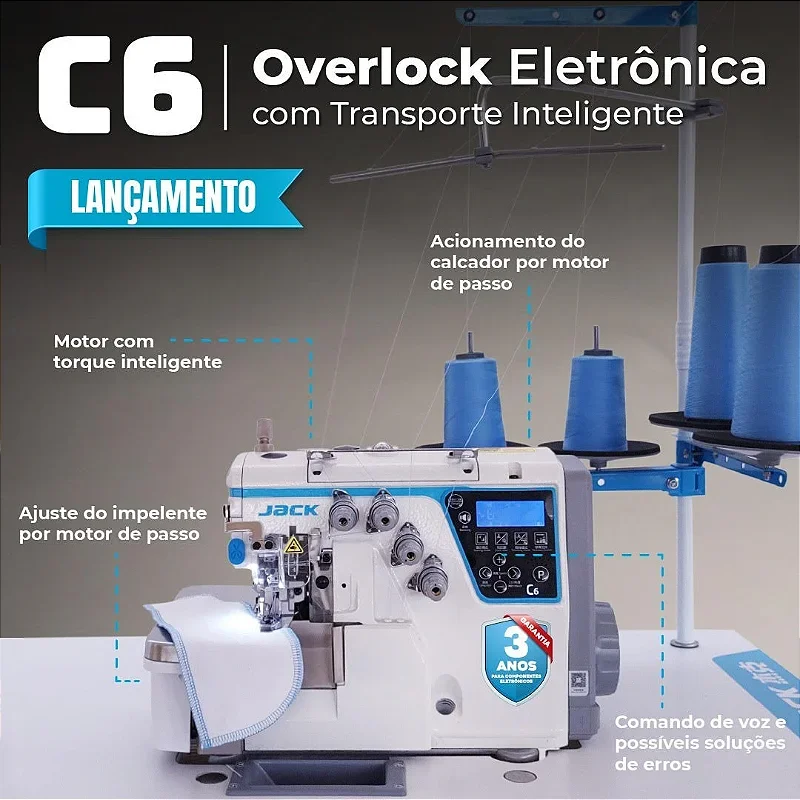 China Jack C6 fully automatic overlock sewing machine can freely switch between sewing light, medium and heavy materials