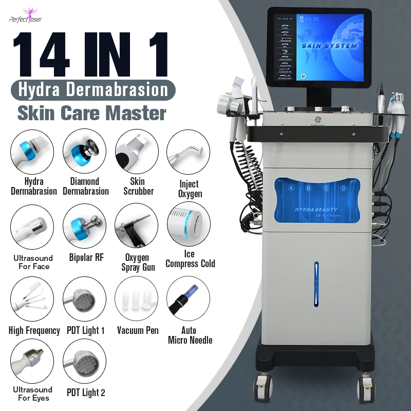 14 in 1 cosmetic machine face beauty equipment cleaning face acne skin care machine hydra dermabrasion