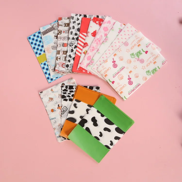 Cake Dessert Decoration Baby Shower Gifts Set 100Pcs Holiday Candy Gift Wrapper Custom Colored Wax Paper Candy Bar Wrapper