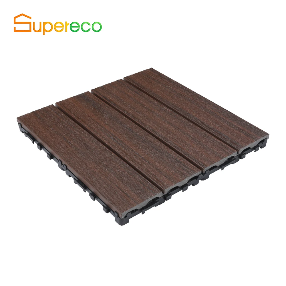 Balcony Terrace Card Buckle Together Balcony 300* 300 Mm Outdoor Wood Tile Diy Wpc Decking Composite Flooring
