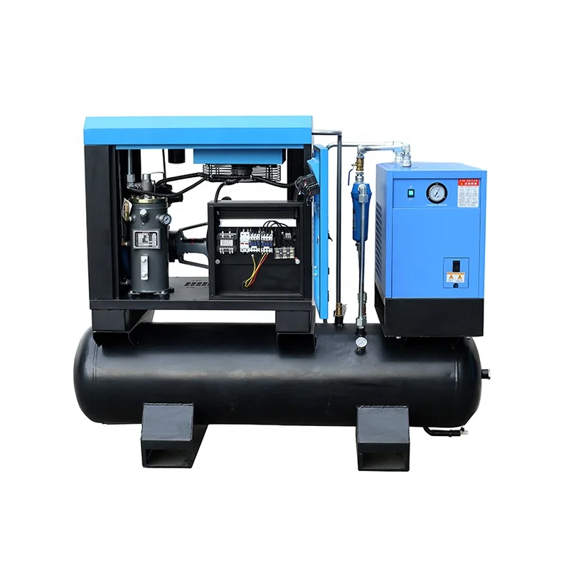 7.5 kW 10 Hp 10bar Low Noise Industrial Screw Air Compressor With Air Dryer And 300l Air Tank