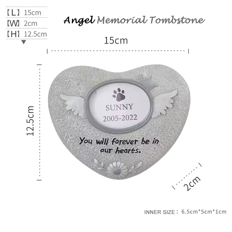 Hot Sale Cute Kitten Puppy Frame Pet Urn Memorial Photo Stone Headstone for Dogs Funeral Memorial Garden urns