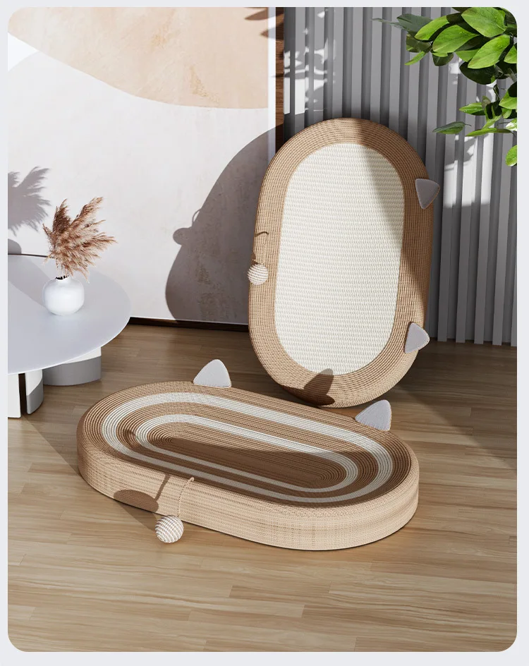 Cat Toy Oversized Pet Litter Box Sisal Cat Scratch Board Oval Corrugated Scratching Pad Cat Scratcher Lounge Bed rest Pet nest
