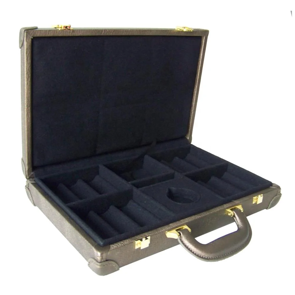 HiBO Custom PU Leather & Wooden Frame Poker Chip Case Stylish & Durable Storage Solution for 300pcs Chips