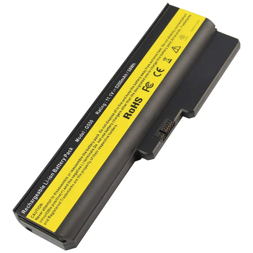 6 Cell 5200mAh Laptop Battery for Lenovo 3000 B460 B550 G430 G450 G455 G530 G550 G555 N500, Ideapad B460 G430 V460 Z360 Notebook