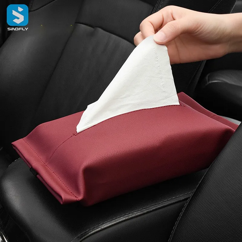 PU Leather Universal Car Tissue Box Cover Chair Back Hanging Type Car Tissue Box Armrest Box Towel Tissue Storage Case