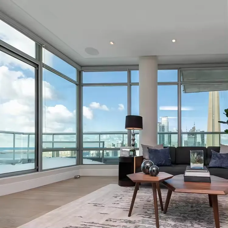 HANSE manufacturer house apartment double glazed aluminum frame swing double tempered glass windows mosquito net window