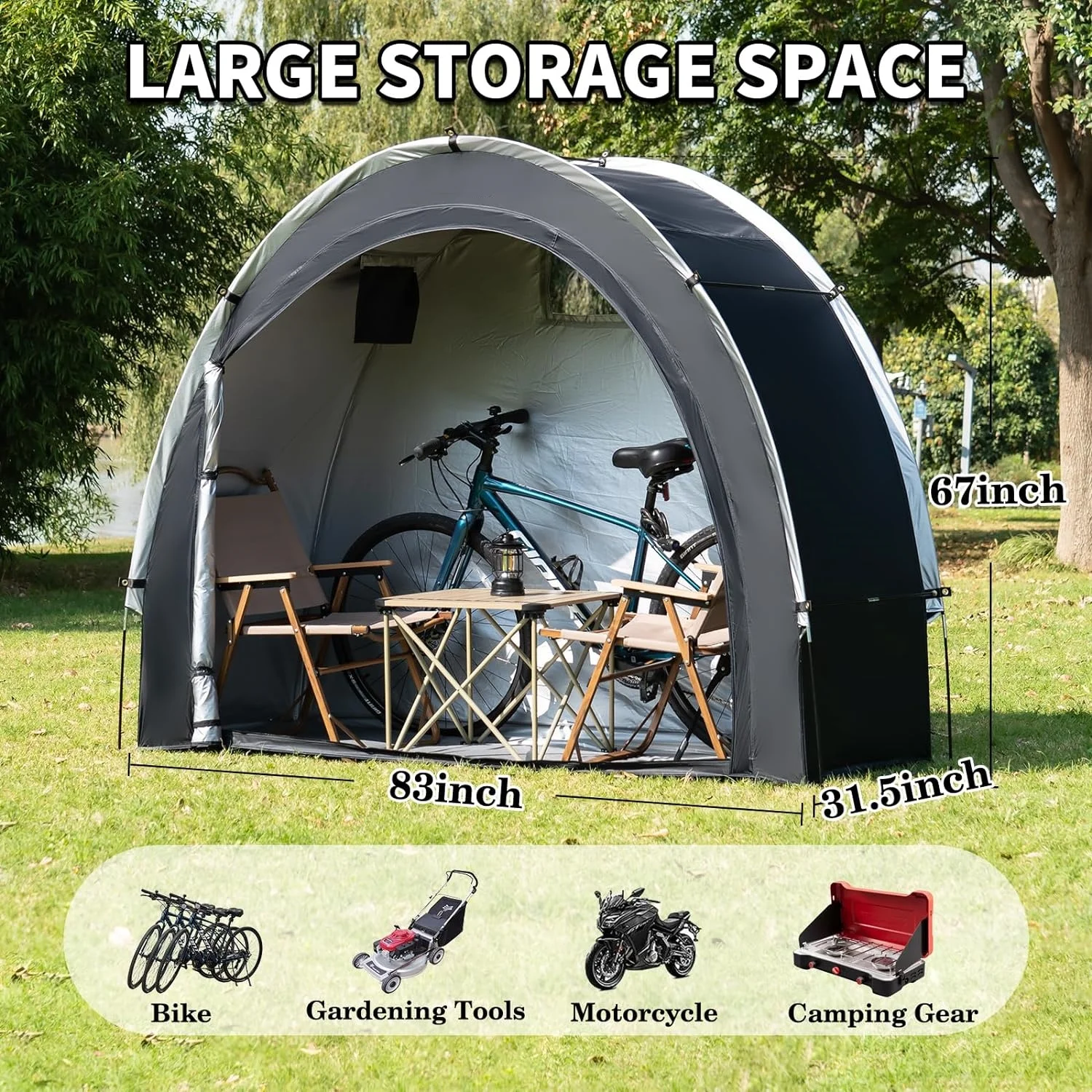 Outdoor Portable Bicycle Storage Sheds Bike Storage Shed Tent For 2/3/4/5 Bikes Motorcycle Garden Tools Toys Lawn Mover