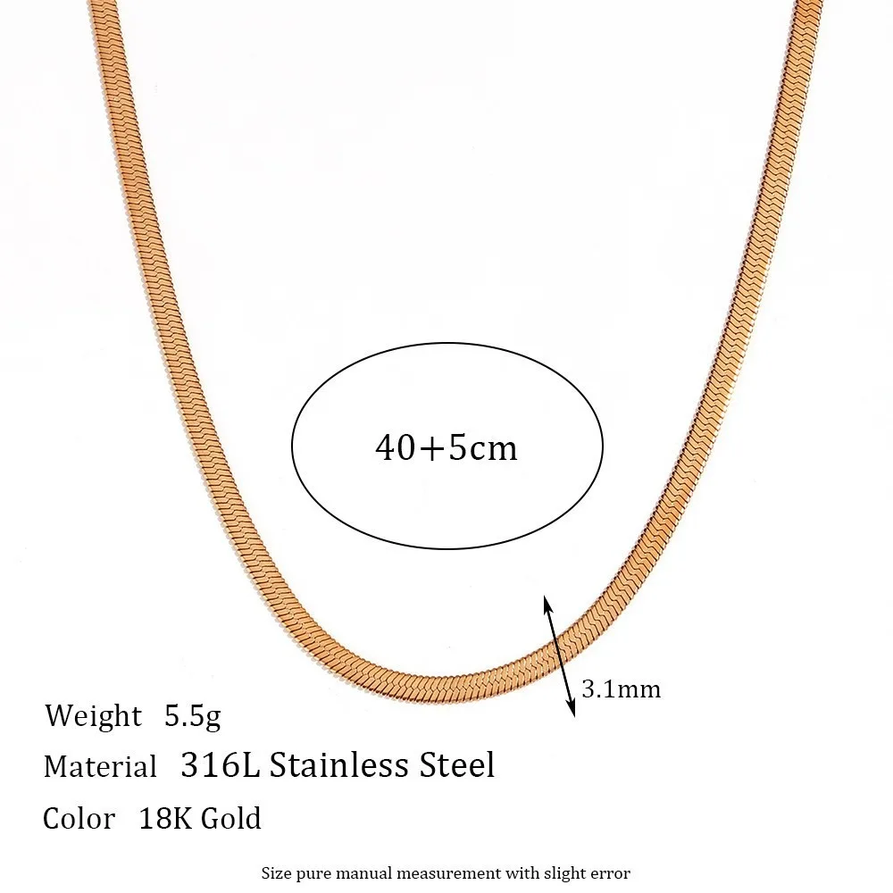 PVD 18k Gold Plated Waterproof Tarnish Free Stainless Steel Paper Clip Box Chain Necklace Chains For Jewelry Making