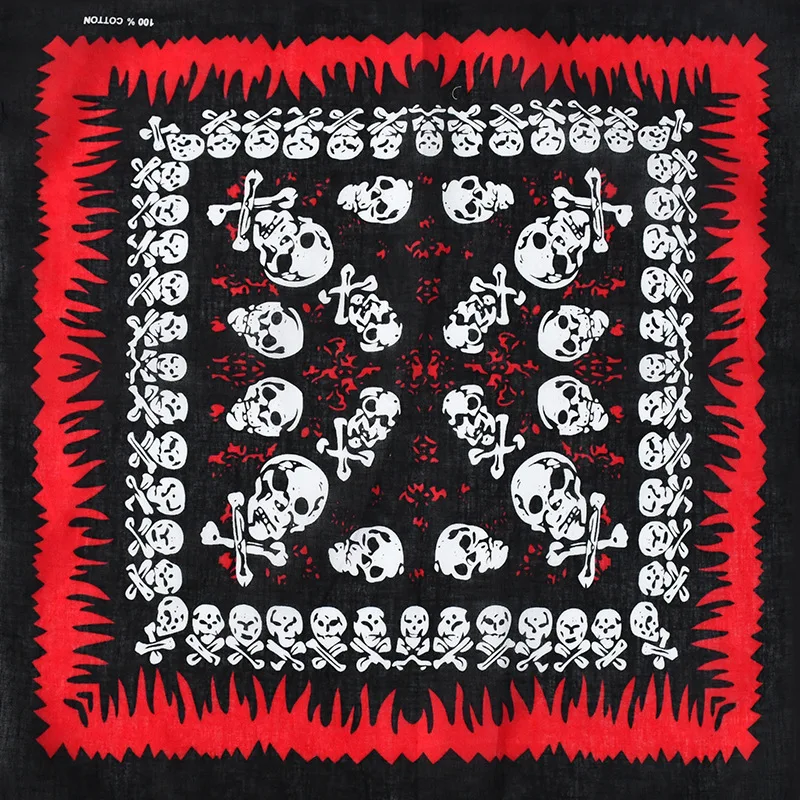 High Quality Hip-Hop Skull Bandana 100% Cotton Halloween Ghost Logo Print Square Scarves Street Dance Dress Up Headscarves