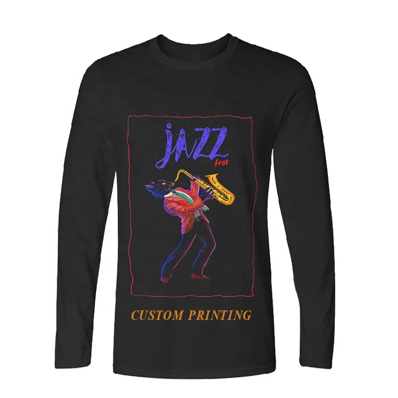 
sublimation custom t shirt printing logo 100% cotton long sleeve plain blank heavy men t-shirts 